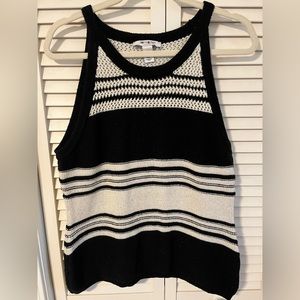 WHBM Black / White / Gold Halter Sweater